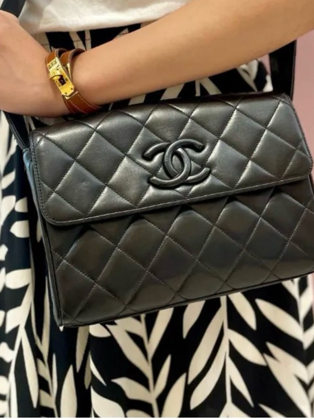 Chanel Vintage Quilted Lambskin CC Crossbody Bag
